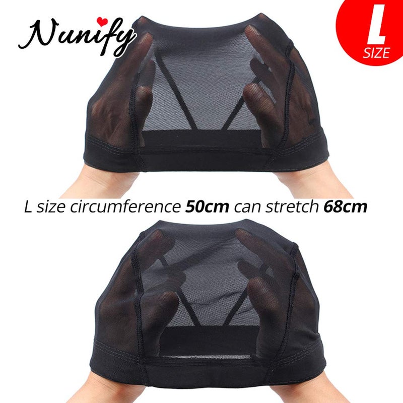 Nunify Breathable Mesh Dome Caps For Wigs Making, Glueless Spandex Wig Cap Hair Weaveing Net With Width Elastic Wig BandsNunify Breathable Mesh Dome Caps For Wigs Making, Glueless Spandex Wig Cap Hair - Image 3